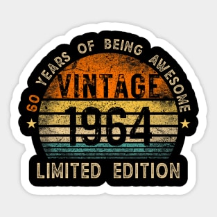 60 Year Old Vintage 1964 Limited Edition 60th Birthday Sticker